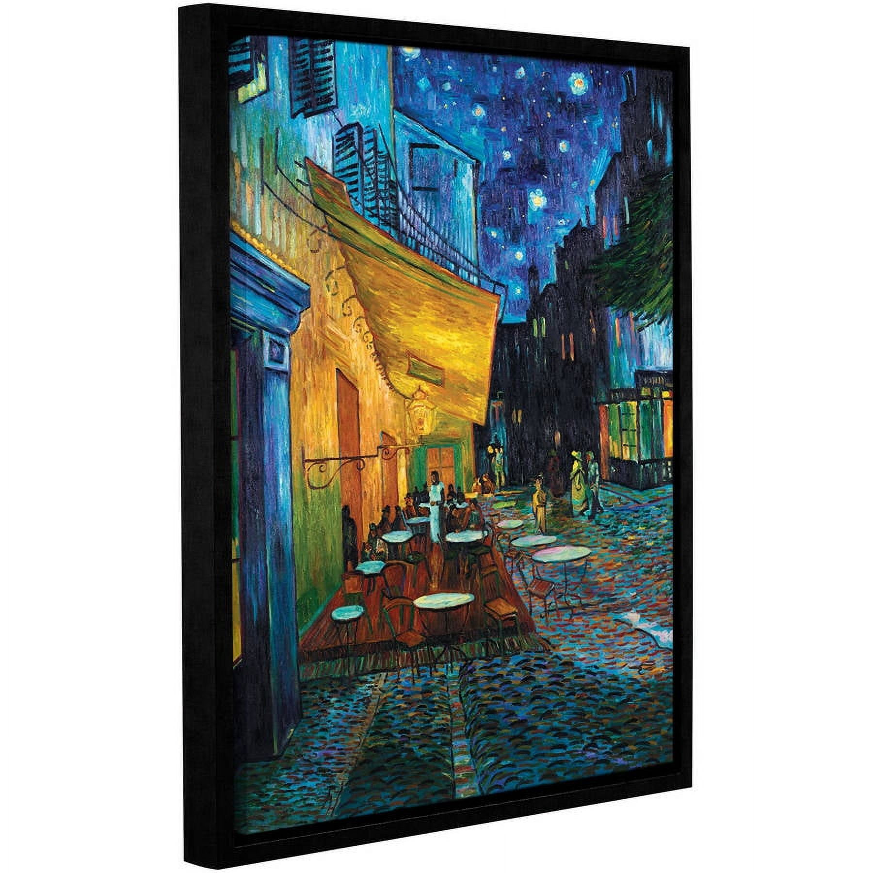 ArtWall Vincent Van Gogh "Café Terrace At Night" Floater Framed Gallery-Wrapped Canvas