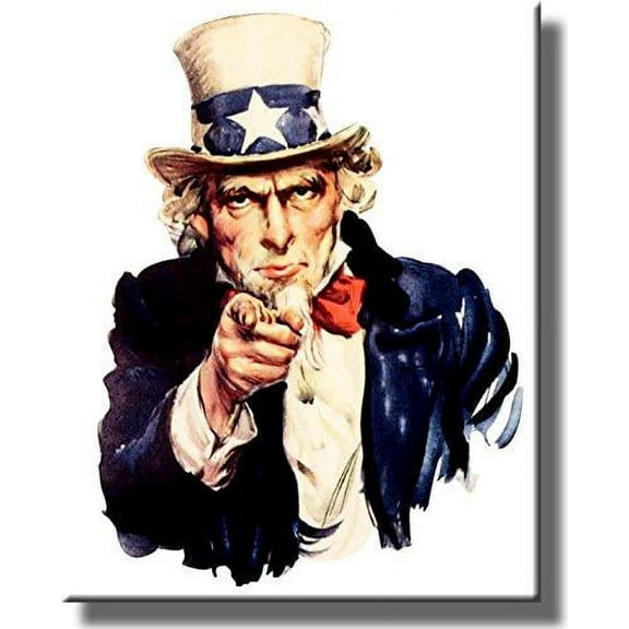 ArtWorks Decor Uncle Sam Wants You Picture on Stretched 14" x 18" Canvas Art Prints