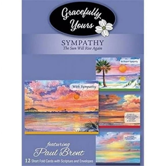 Gracefully Yours Sympathy Cards "The Sun Will Rise Again" - 12 Cards & 12 Envelopes