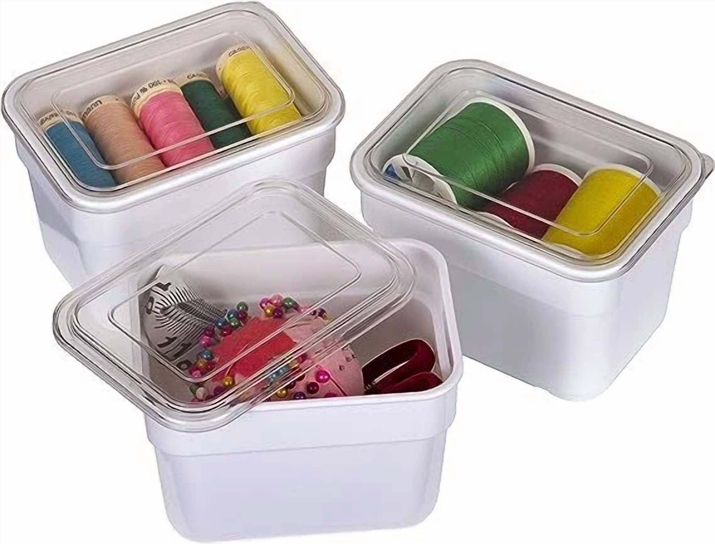 Artbin Bins With Lids 3-Pack, Small Art & Craft Organizer Boxes, White