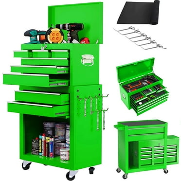 Artbros 8-Drawer Rolling Tool Chest, Large Tool Cabinet with Wheels, Detachable Toolbox Storage for Garage, Repair Shop, Workshop, Green