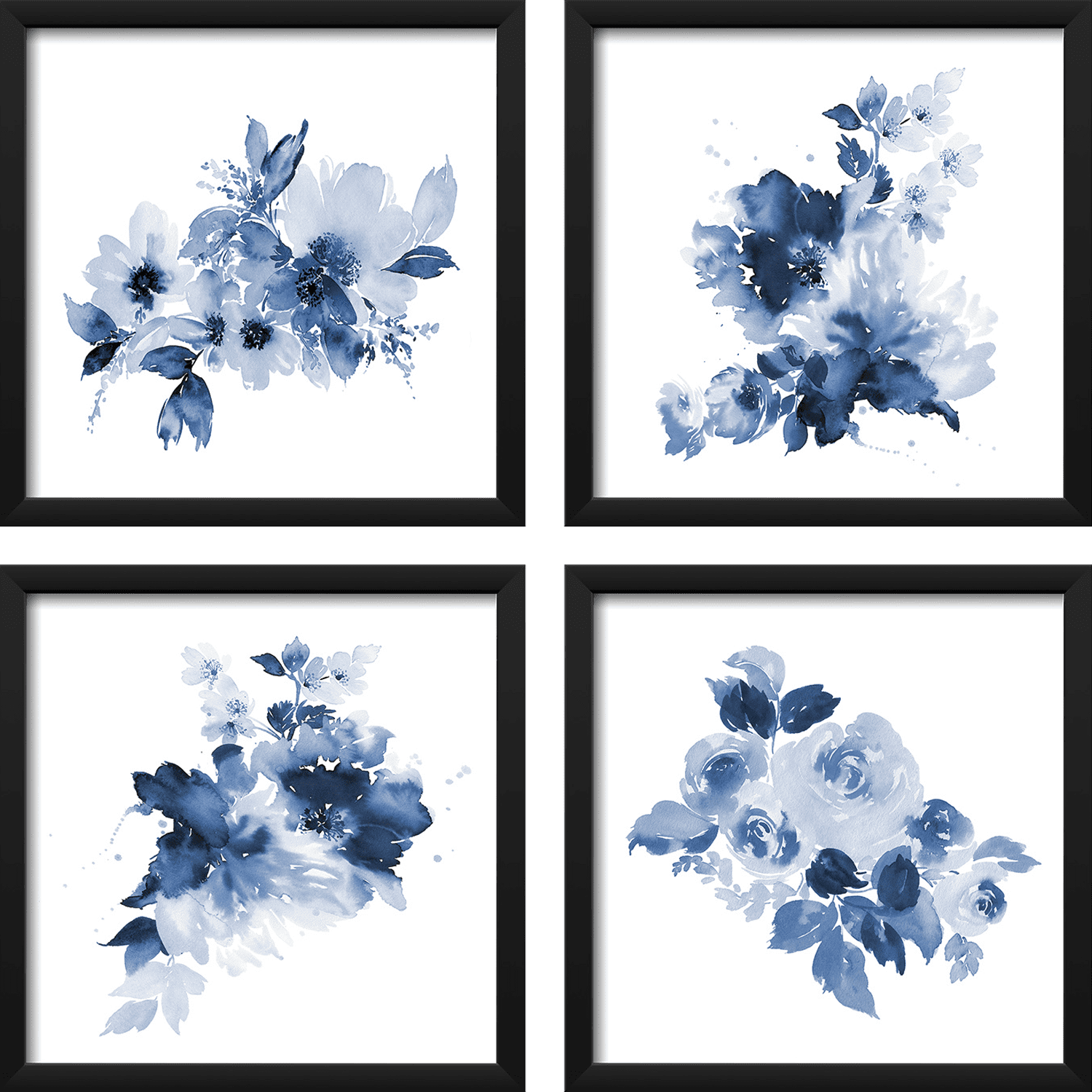 Paragon Blue Coral Framed Wall Art Set of 4