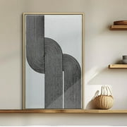 ArtbyHannah 12x20 inch Turted Black Abstract Canvas Wall Art Framed Textured Wall Art Decor for Living Room, Office, Home Decor