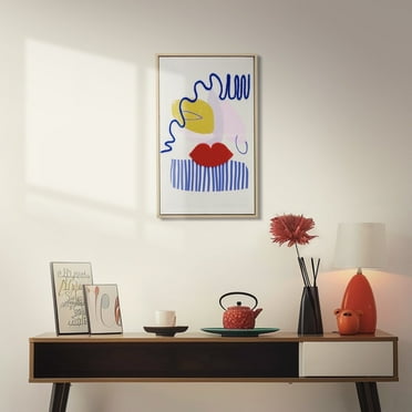 ArtbyHannah 12x20 inch Turted Portrait Abstract Canvas Wall Art Framed Textured Wall Art Decor for Living Room, Office, Home Decor