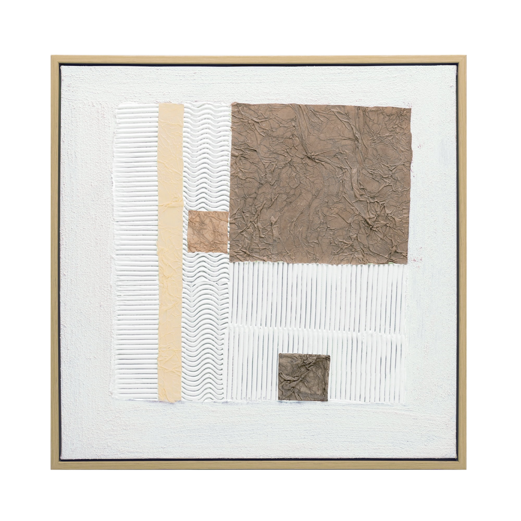 ArtbyHannah 16x16 inch Boho Abstract Framed Wall Art 3D Textured Geometric Wall Art Decor for Living Room, Home Decor
