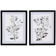 ArtbyHannah 2 Pack 12x16 Botanical Framed Wall Art Set with Ruscus Plant Leaf Floating Prints for Wall Decorations