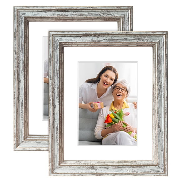 Rustic Picture Frame Set Distressed White 8x10 3 Pack Rustic Wood Grain Picture Frames for Wall ...