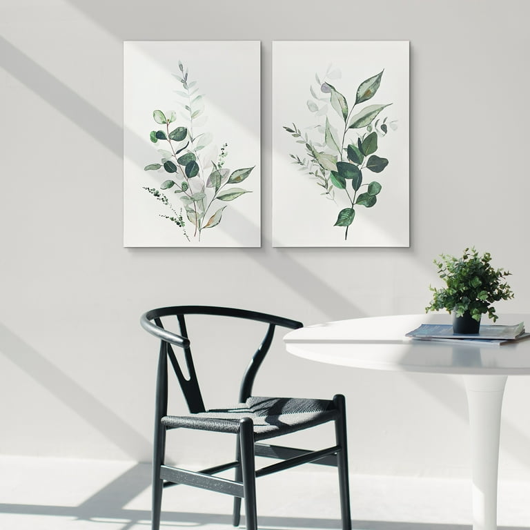 Regnbue sollys tage medicin ArtbyHannah 2 Pieces 16x24 inch Modern Framed Canvas Wall Art Set with  Botanical Green Eucalyptus Leaf Prints for Bedroom - Walmart.com