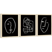 ArtbyHannah 3 Pack 11x14 Inch Modern Abstract Framed Wall Art Set with Minimalist Line Art Prints for Home Decoration