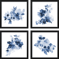 thumbnail image 1 of ArtbyHannah 4 Pack 10x10 Blue Wall Art Framed with Black Frames and Flower Print for Gallery Walls Home or Bathroom Decoration, 1 of 10
