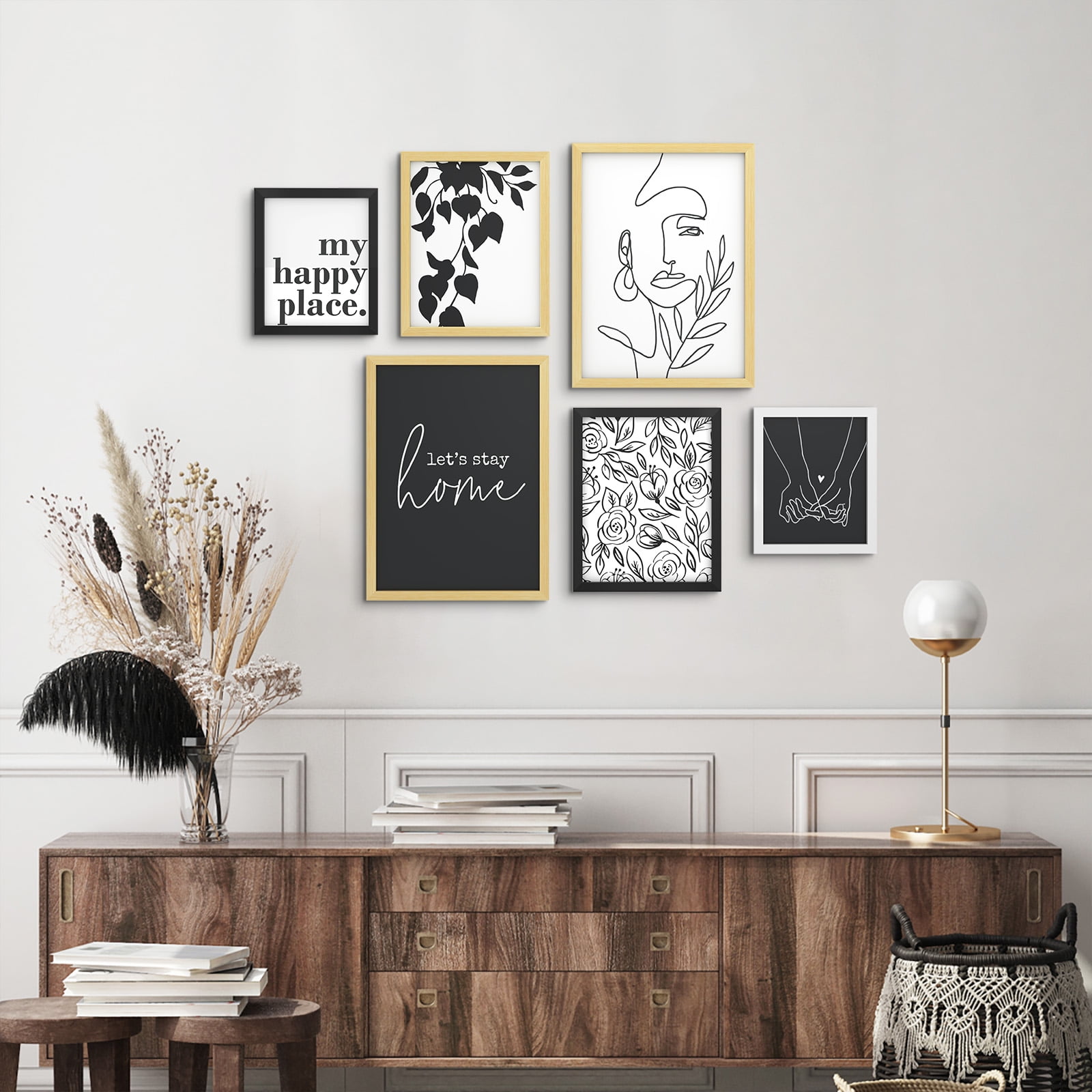 ArtbyHannah 12x12 Square Gallery Wall Frame Set for Home Decor or Wall  Hanging Decoration, Matted to 8x8-9 Pack