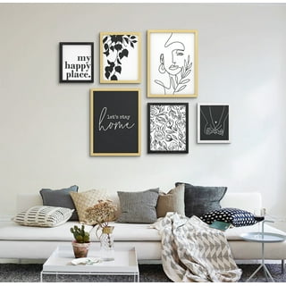 Lavish Home Picture Frame Set, 11x14 Frames Pack For Picture Gallery Wall  With Stand and Hanging Hooks, Set of 6 (Black)