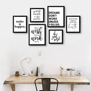 ArtbyHannah 6 Piece Motivational Framed Wall Art Set, Black Inspirational Wall Decor with Positive Quote for Office Decor