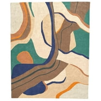 Artcore Abstract Hues Handmade Grey Wool Area Rug, Modern Abstract Indoor Rug for Living Room & Bedroom, 4x8 ft
