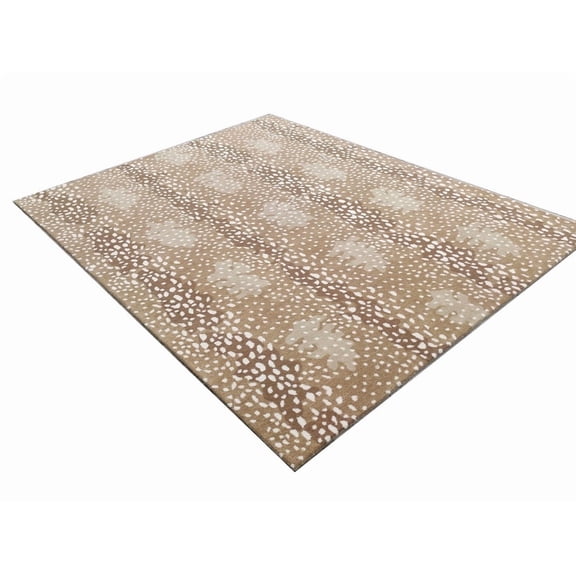 Artcore Antelope Star Handmade Wool Area Rug – 7x10 ft – Beige & White Spotted Design – Plush, Handwoven Accent for Living Room & Bedroom