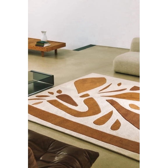 Artcore Tufted Brown Boho Abstract Area Rugs, 5 x 8, Handmade Wool