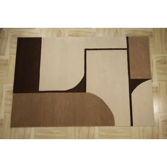 Artcore Geometric Hand-Tufted Wool Area Rug – Modern Abstract Design, Soft & Durable, High Traffic Living Room, Bedroom & Office Rug, 6x9 ft