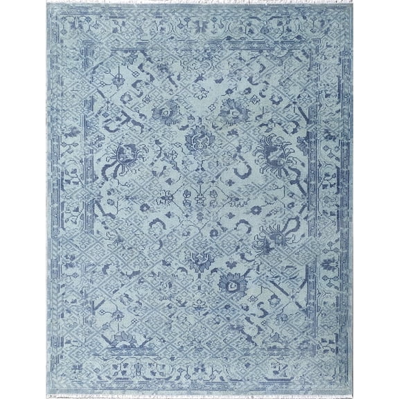 Artcore Hand-Knotted Traditional Wool Rug  Blue  8x10 ft | One-of-a-Kind Handmade Area Rug | Ready to Ship