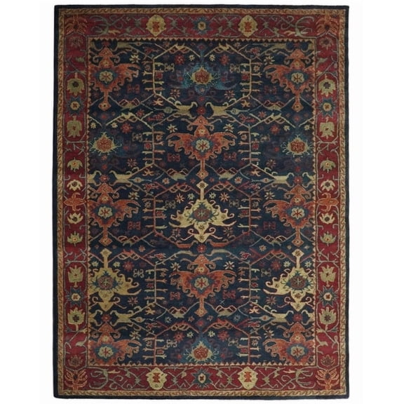 Artcore Hand Tufted Chia Wool Carpet Channing Area Rug Oriental Vintage Design Indigo / Rust - 5x8