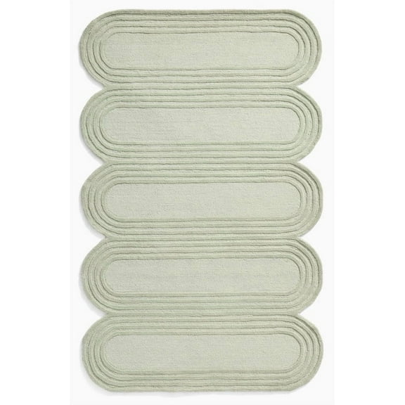 Artcore Hand Tufted Wool Oblong Scalloped Area Rug for High Traffic – 3x5