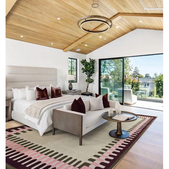 Artcore Handmade Bliss Border Wool Rug – Unique Modern Design, Made in India | Soft Durable Area Carpet for Living Room, Bedroom & Home Décor