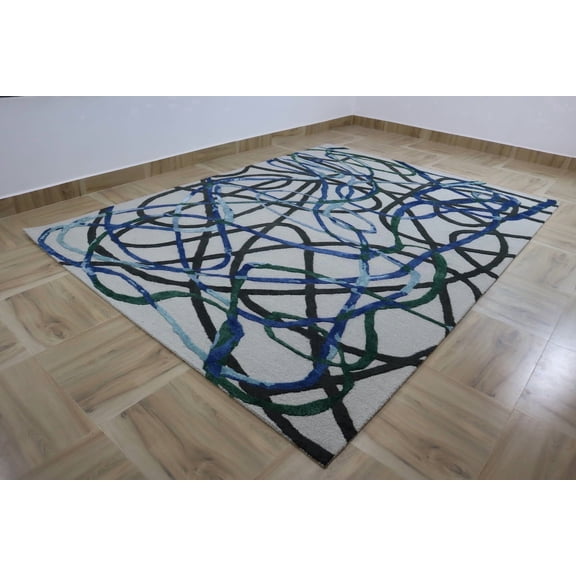 Artcore Geometric Tufted Green Geometric Area Rugs, 3' x 5'