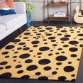 thumbnail image 1 of Artcore SA2 Handmade Gold Yellow & Black Polka Wool Area Rug, Extra Large Modern Wool Carpet for Living Room, 9x12 ft, 1 of 5
