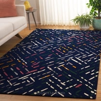 Artcore SA4 Hand Tufted Navy Wool Area Rug, Modern Abstract Geometric Design with Cotton Backing, Indoor Rug for Living Room & Office, 5 x 8 ft