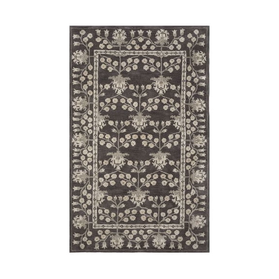 Artcore William Morris Handmade Wool Rug – Charcoal – 3x5 Area Rug