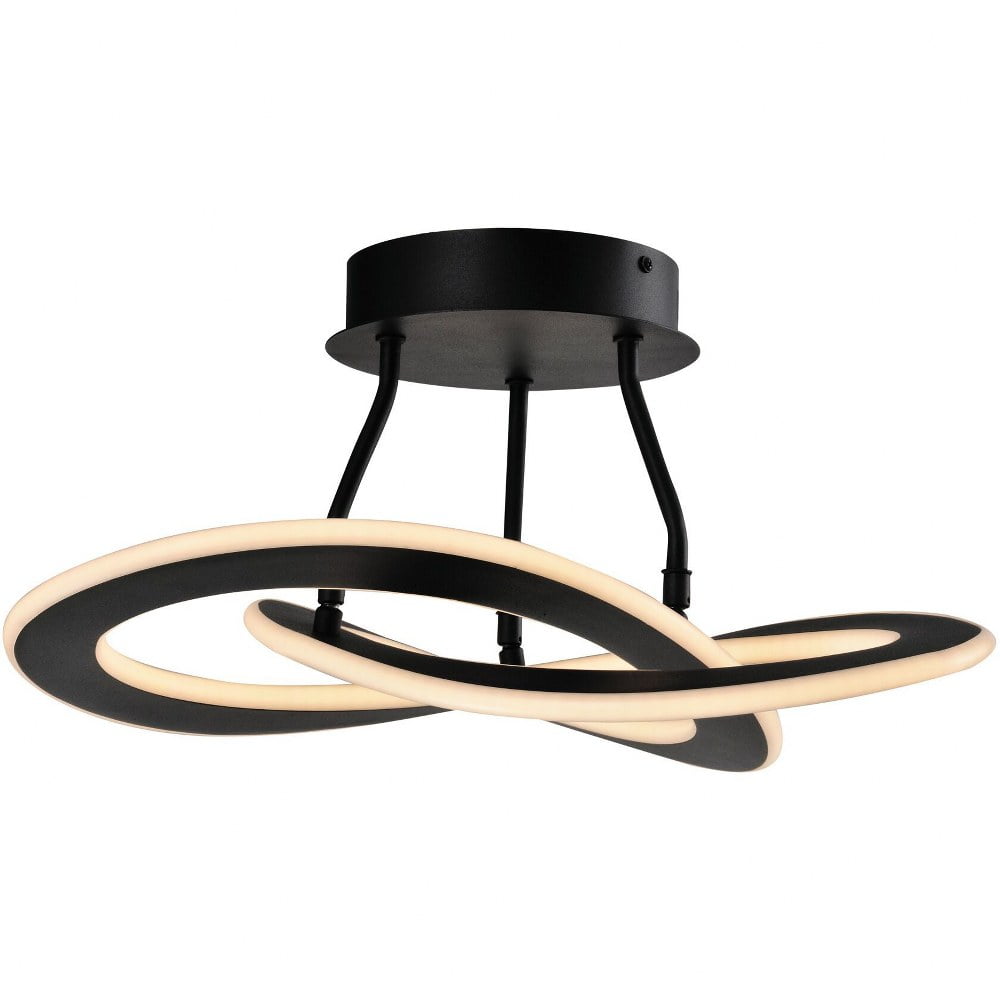 Modern Black Aluminum 2-Light LED Sputnik Semi-Flush Mount