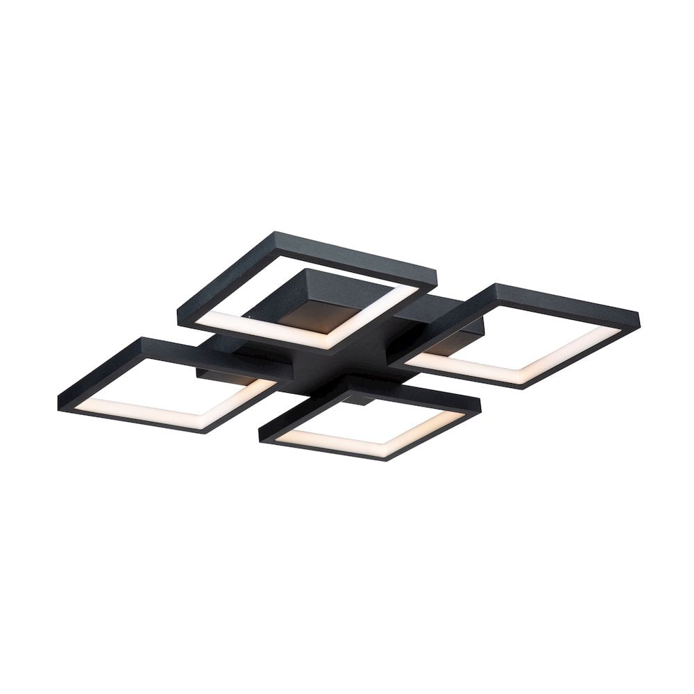 Matte Black Modern Linear LED Flush Mount Light