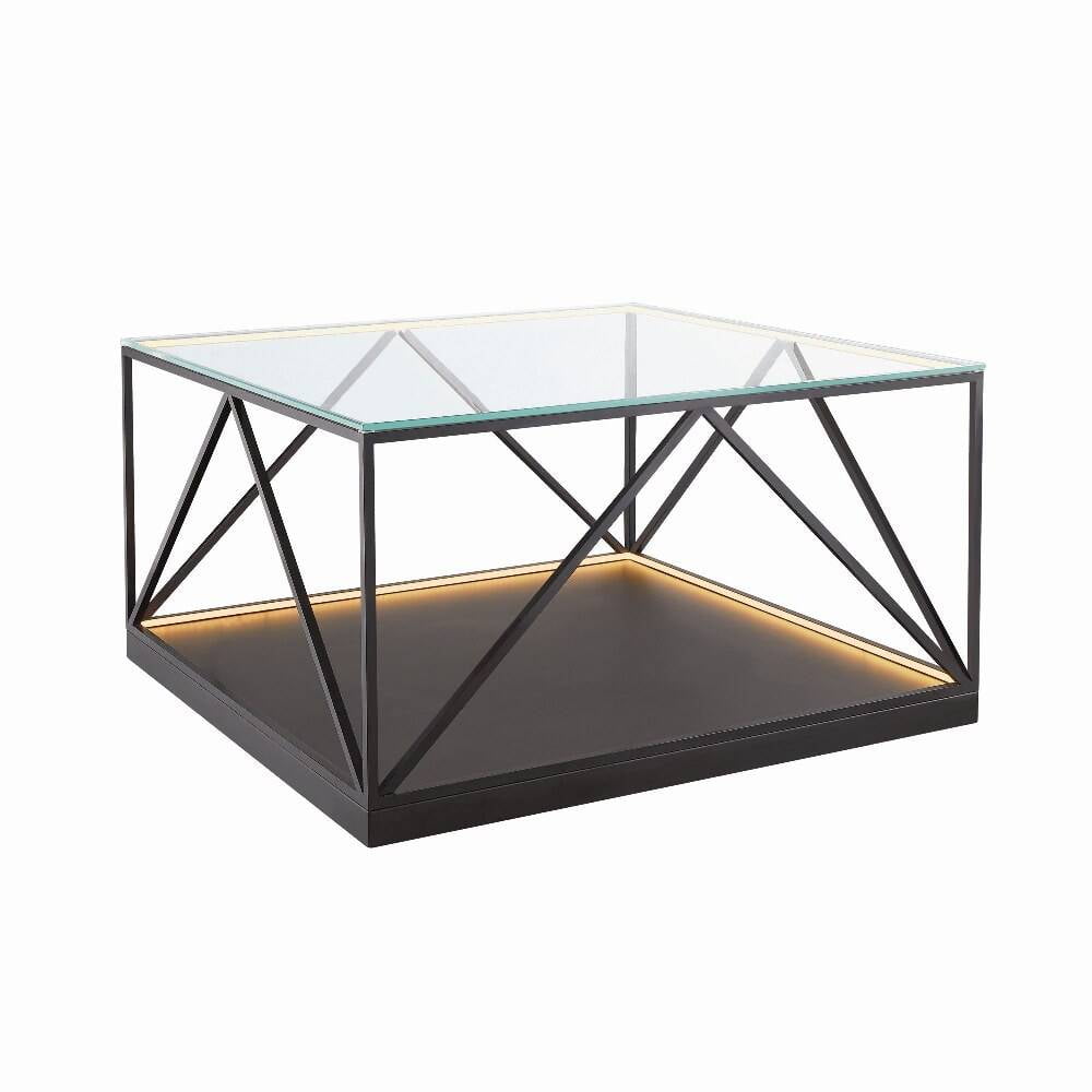 Tavola Square Black Metal LED Coffee Table
