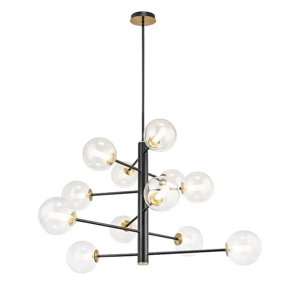 Artcraft Lighting Aurelia Collection 12Light Chandelier Black and Brushed Brass