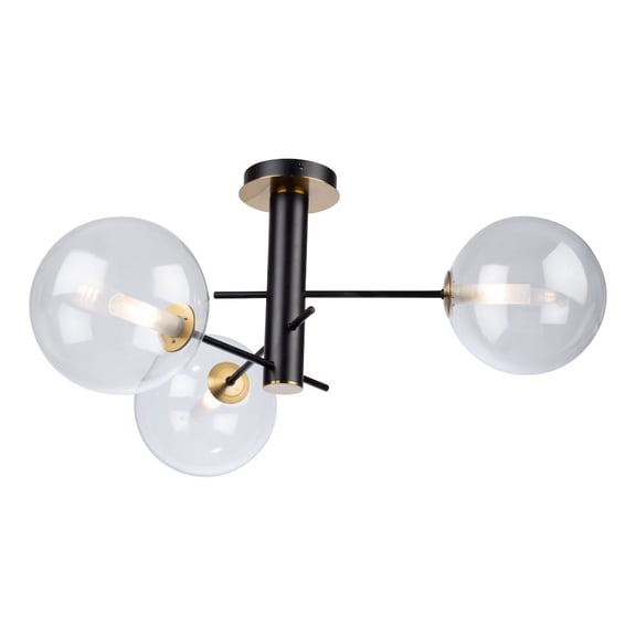 Artcraft Lighting Aurelia Collection 3Light SemiFlush Mount, Matte Black & Brass