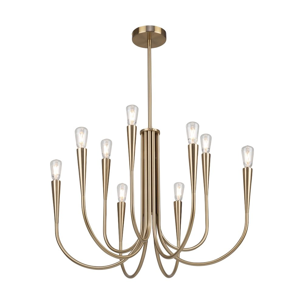 Bronte Brass 9-Light Candle Chandelier with Tapered Arms