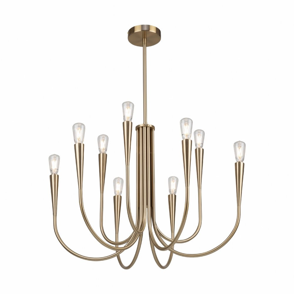 Bronte Brass 9-Light Candle Chandelier with Tapered Arms