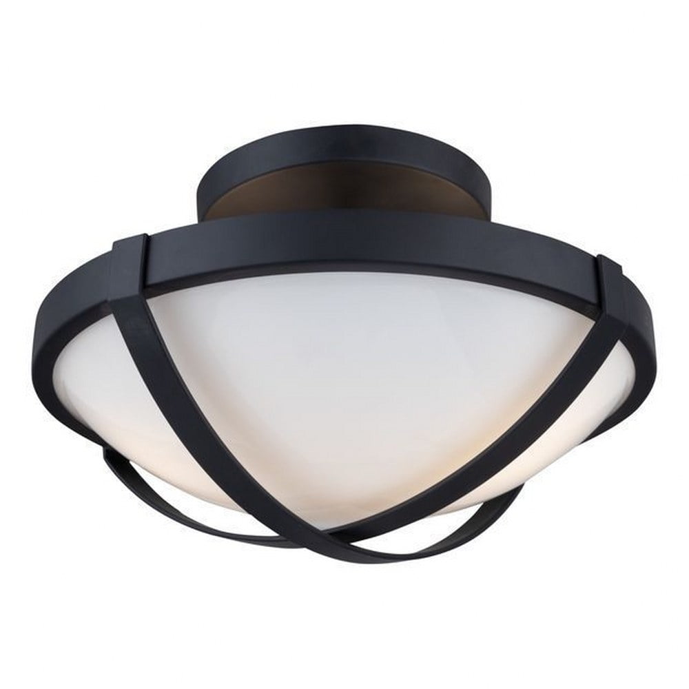 Cara Black Glass Bowl LED Flush Mount Light