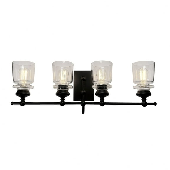 AC11594BK Artcraft Lighting Castara-4 Light Wall Mount-30 Inches Wide by 10.5 Inches High-Black/Brass Finish
