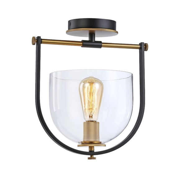 Artcraft Lighting Cheshire Collection 1Light SemiFlush Mount, Black & Brass