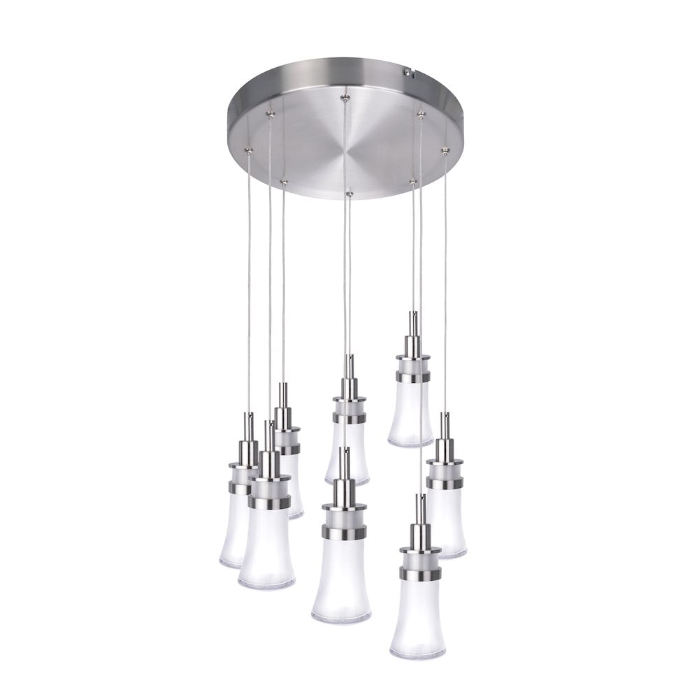 Polished Nickel Mini LED Bell Chandelier with 8 Lights