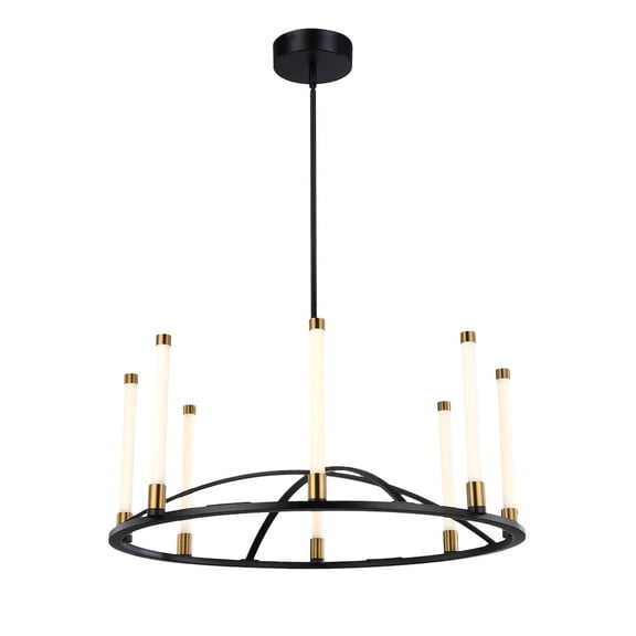 Artcraft Lighting Infiniti Collection 8Light Integrated LED Chandelier, Matte Black & Brass