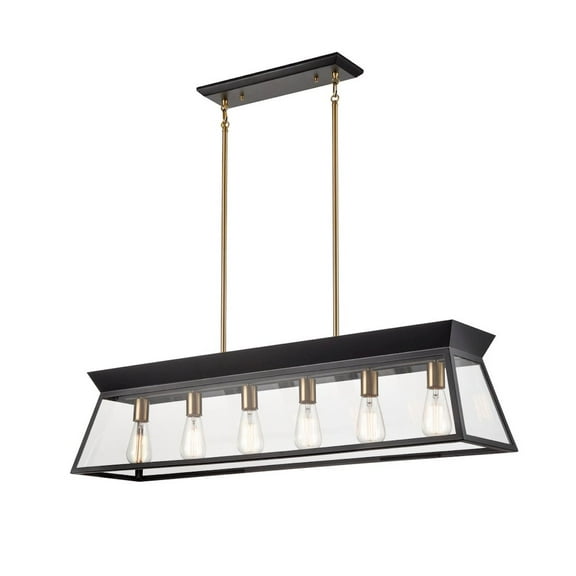 Artcraft Lighting Lucian Linear Island Chandelier Black and Brushed Brass