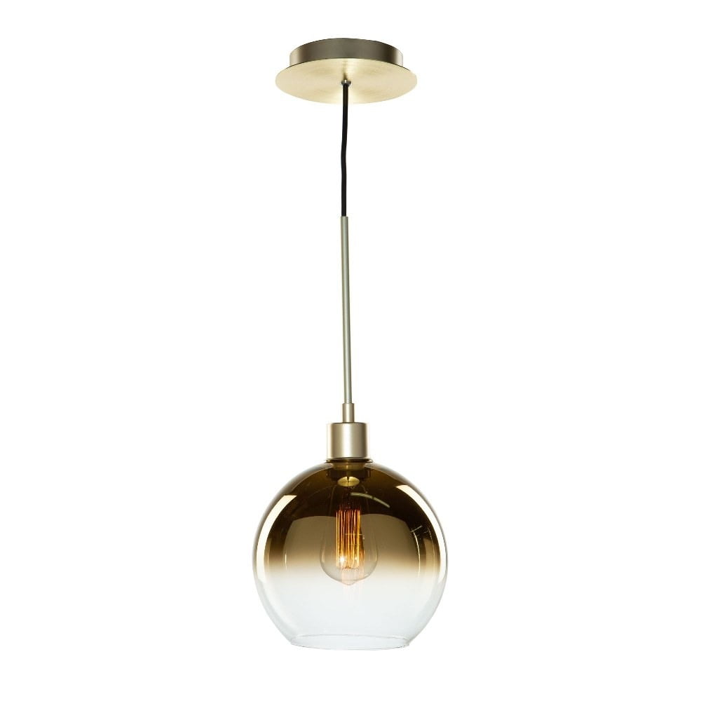 Modern Linear Gold Globe Pendant with Clear Glass Shade