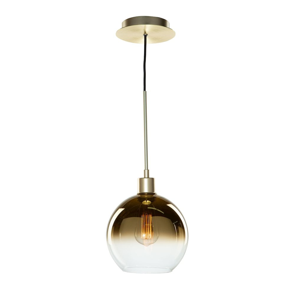 Modern Linear Gold Globe Pendant with Clear Glass Shade