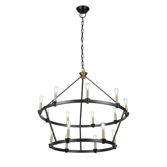 Artcraft Lighting Notting Hill Collection 15Light Chandelier Black and Brushed Brass