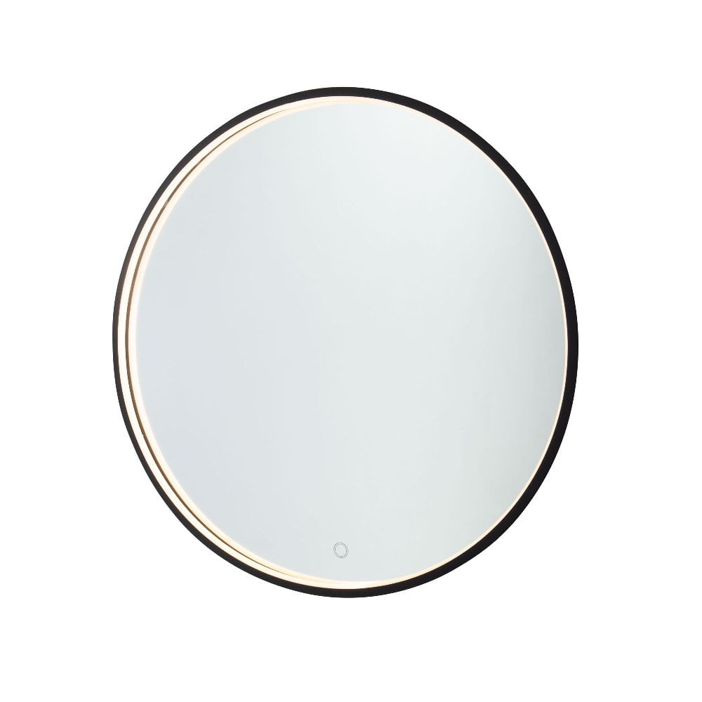 Matte Black Round LED Mirror with Touch Dimmer