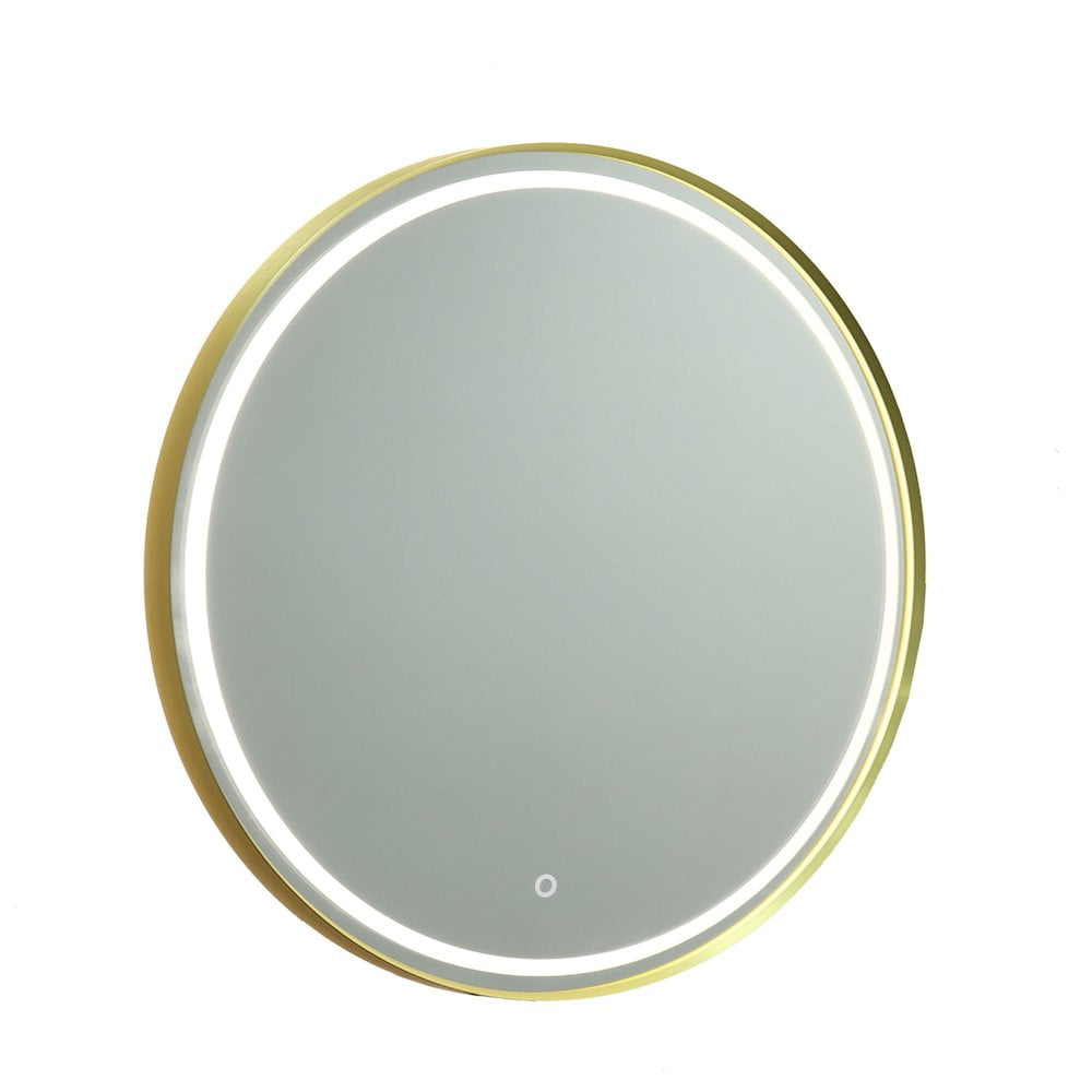 Brushed Brass 31.5" Round LED Bathroom Mirror with Smart Touch