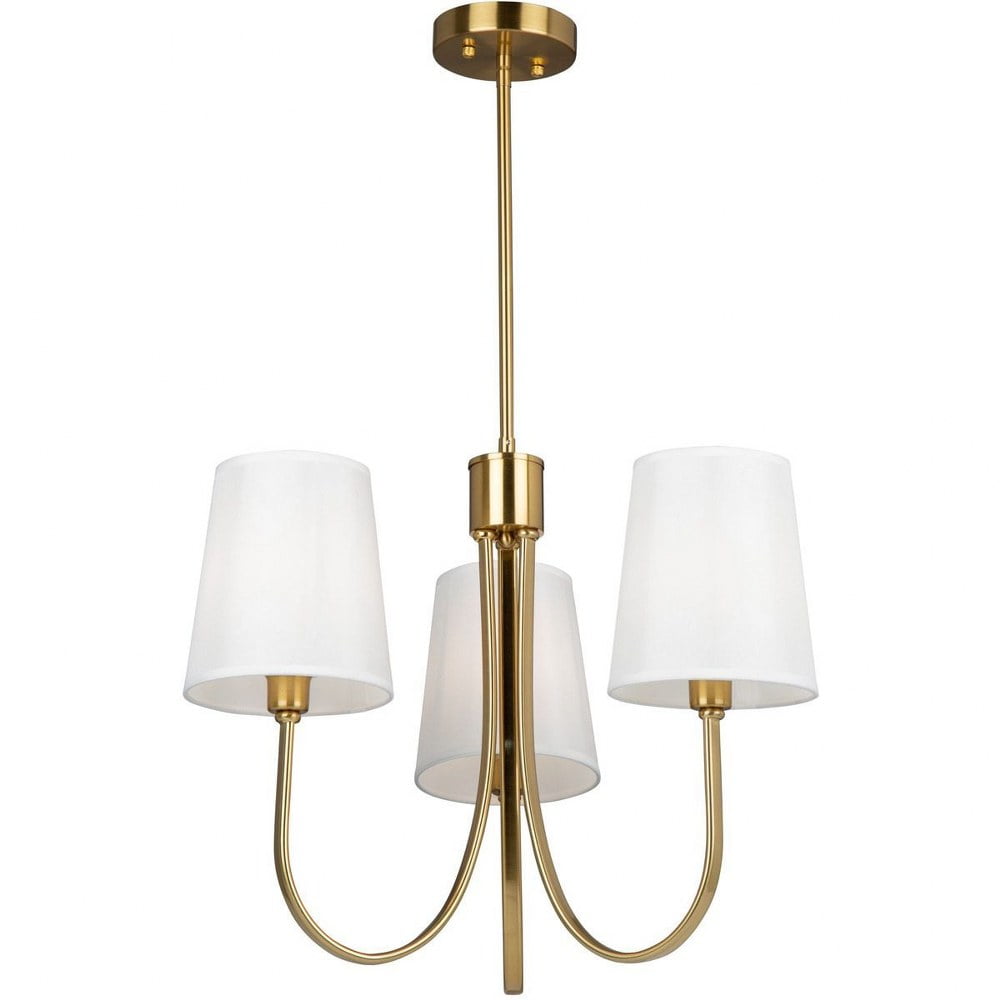 Mini Stella Crystal 3-Light Chandelier with Linen Shade in Brushed Gold