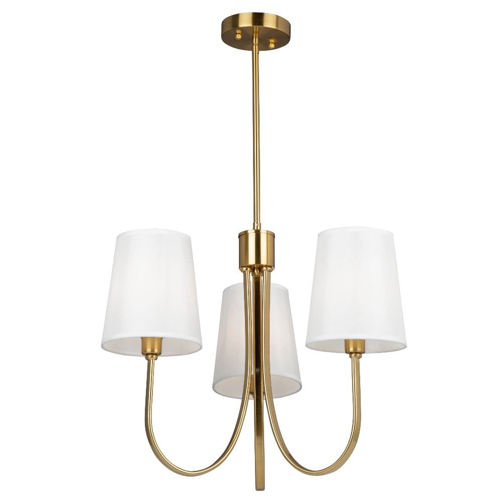 Mini Stella Crystal 3-Light Chandelier with Linen Shade in Brushed Gold