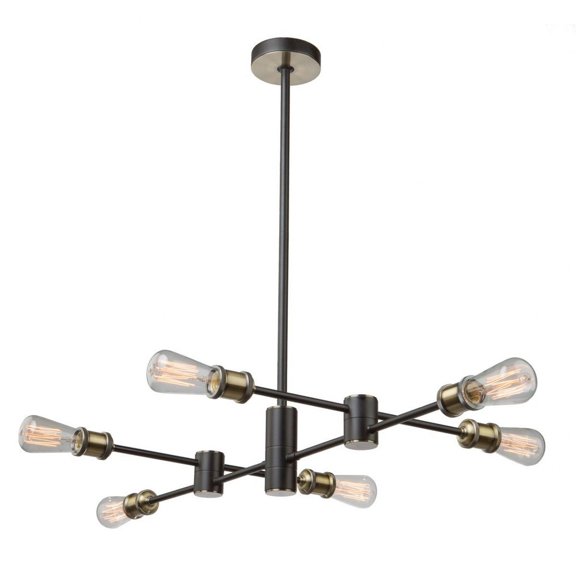 AC10786BK Artcraft Lighting Tribeca - 6 Light Chandelier-Matte Black/Satin Brass Finish